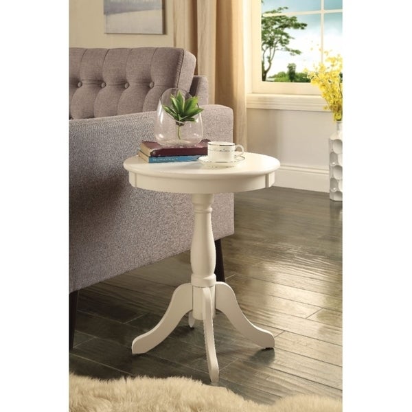 Astonishing Side Table with Round Top， White