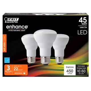 Feit Electric 45-Watt Equivalent R20 Dimmable CEC Compliant LED ENERGY STAR 90+ CRI Flood Light Bulb Soft White (3-Pack) R20DM927CA3