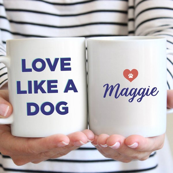 904 Custom Personalized Love Like a Dog Double Sided Coffee Mug， 11-oz