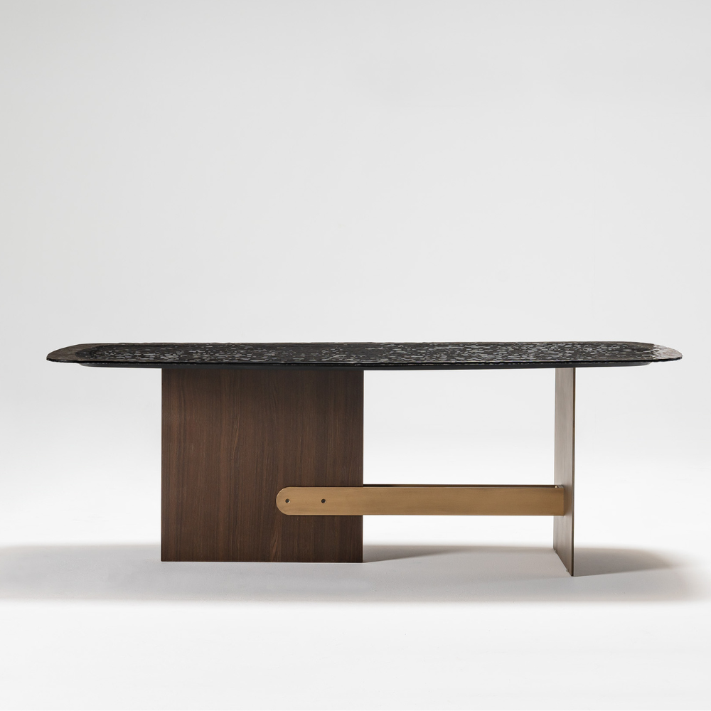 Era Dining Table With Glass Top And Wood Legs Era-Glassdining