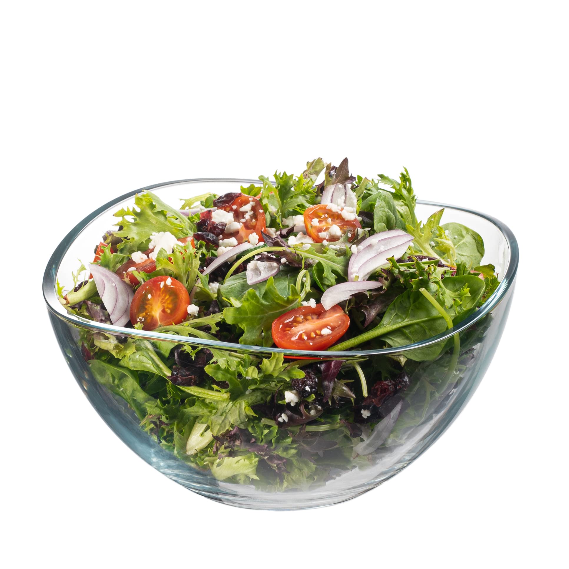 Vira 63.5 Ounce Glass Serving Bowl | Beautiful Wavy Design， Thick， Durable Glass， For Salads， Desserts， Fruit， and More， Microwave and Dishwasher Safe， 8.2 x 4.5