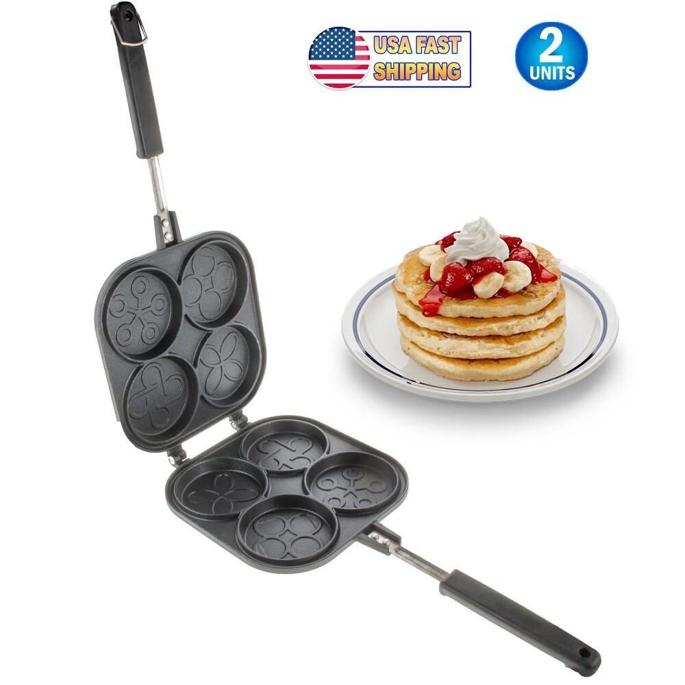 Perfect Small Bake   Serve Double Sided Pan   4 Decorative Designs For Eggs  French Toast  Omelette  Flip Jack   Crepes Pan