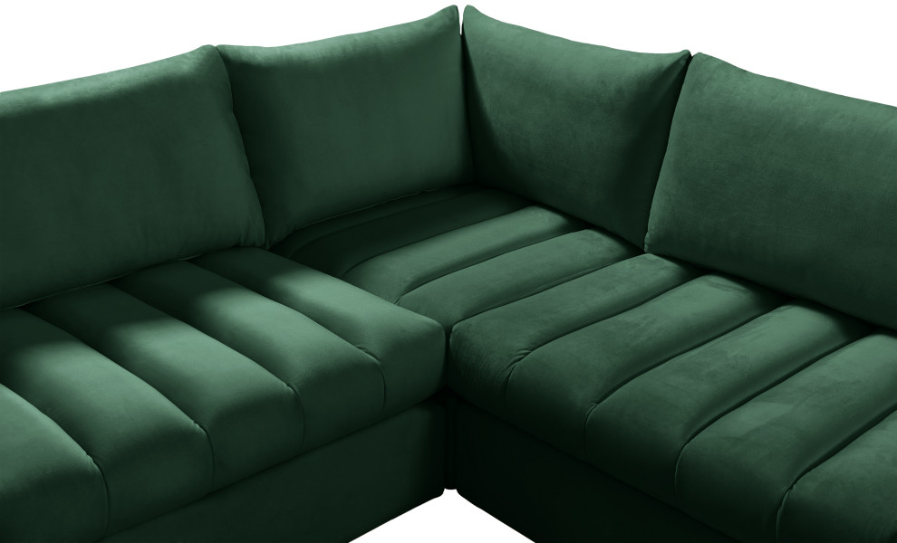 Jacob Velvet Upholstered U Shaped Modular Sectional   Contemporary   Sectional Sofas   by Meridian Furniture  Houzz