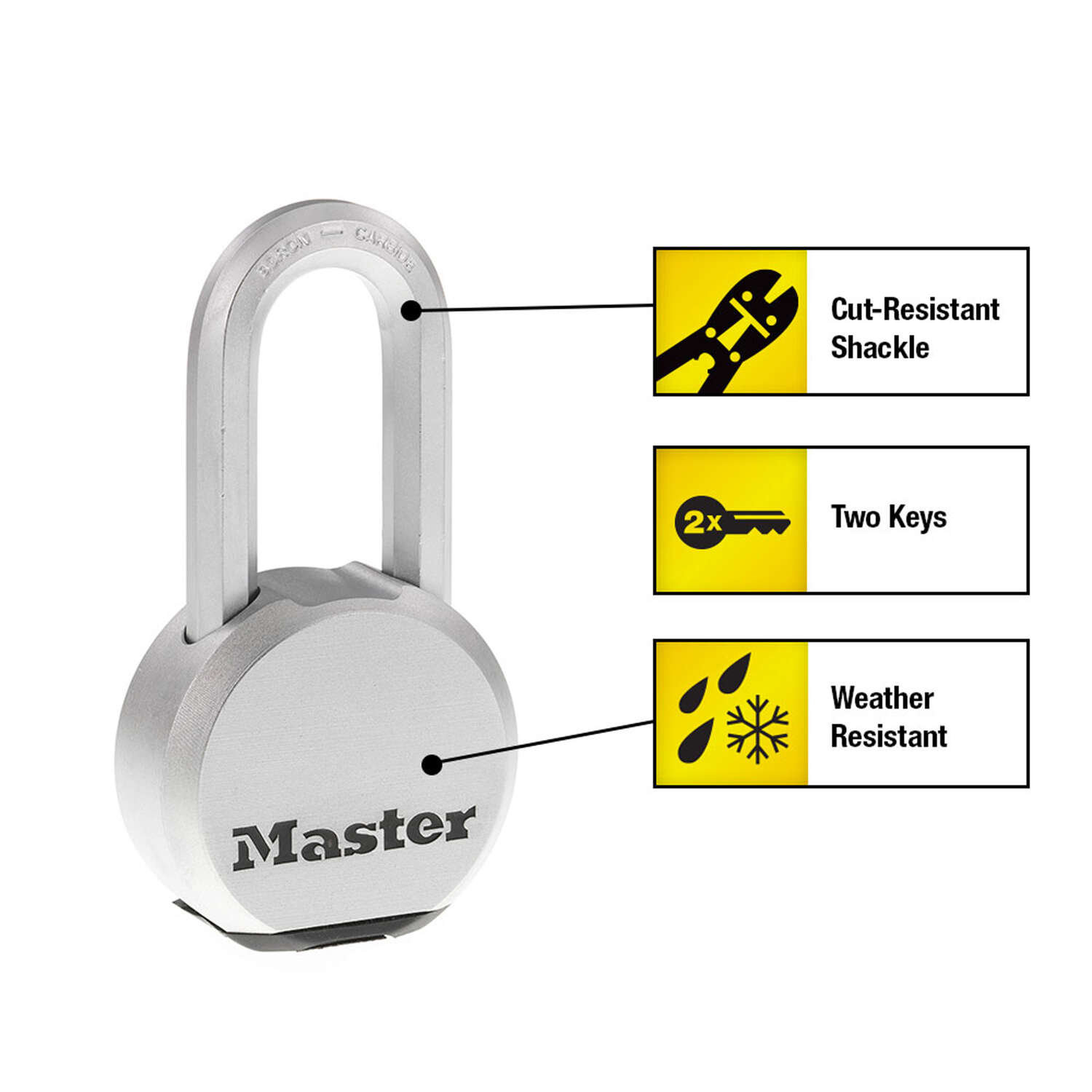 Master Lock 4-45/64 in. H X 1-19/64 in. W X 2-1/2 in. L Steel Ball Bearing Locking Padlock Keyed Ali