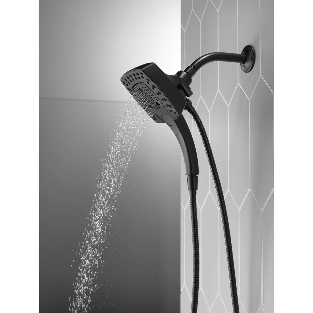 Delta In2ition 5-Spray Patterns 2.5 GPM 5.75 in. Wall Mount Dual Shower Heads in Matte Black 58474-BL25