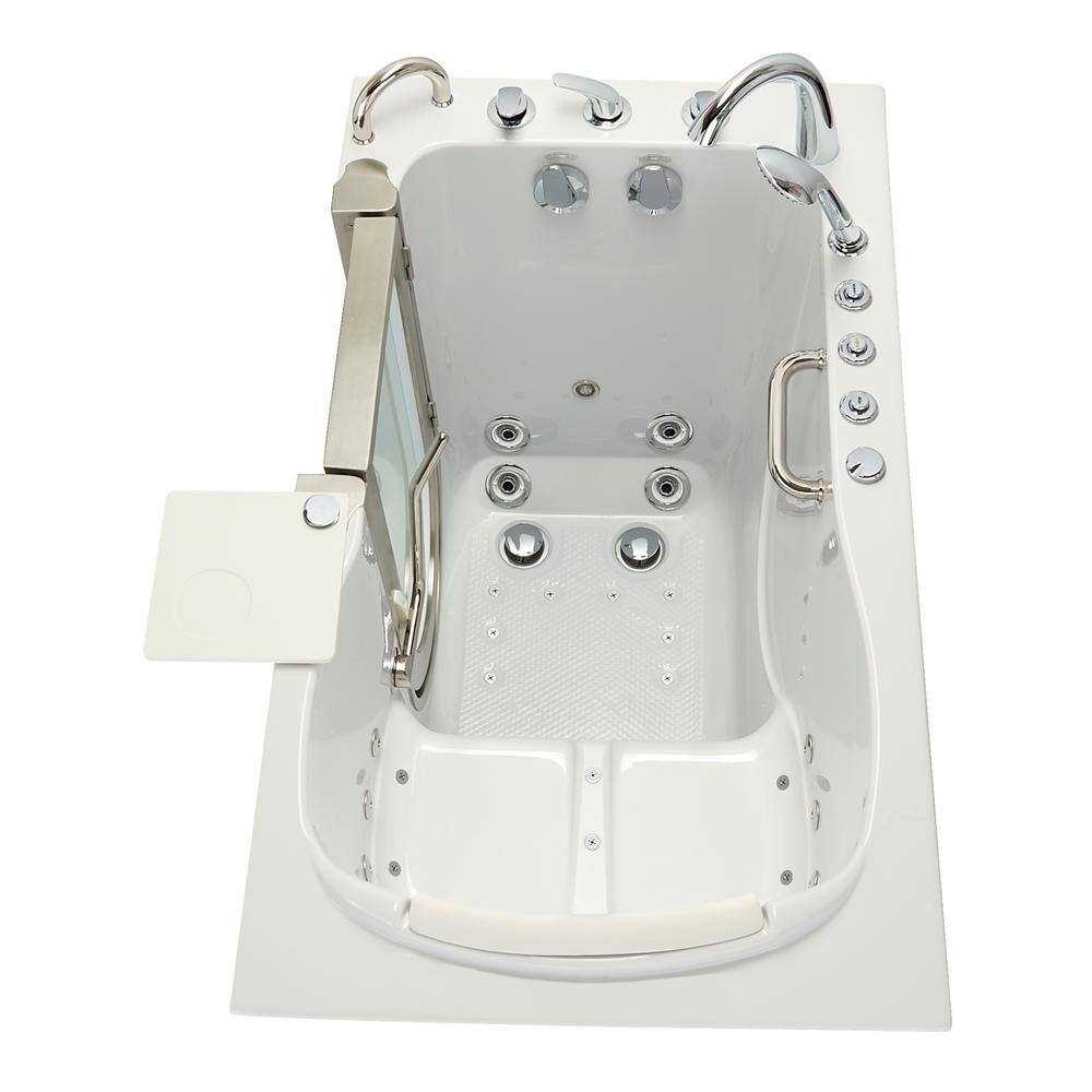 Ella Elite 52 in. Whirlpool and Air Bath Walk-In Bathtub in White Right Door Heated Seat Fast Fill Faucet2 in. Dual Drain 931075PH