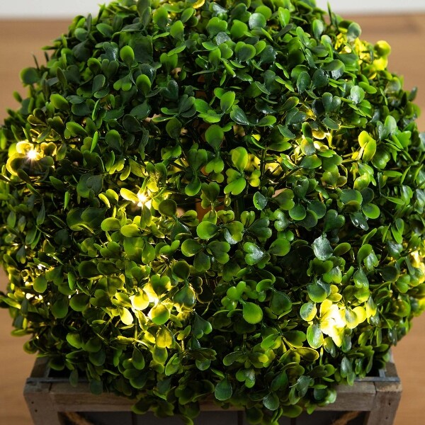 18 UV Resistant Boxwood Ball Topiary with LED Lights in Planter