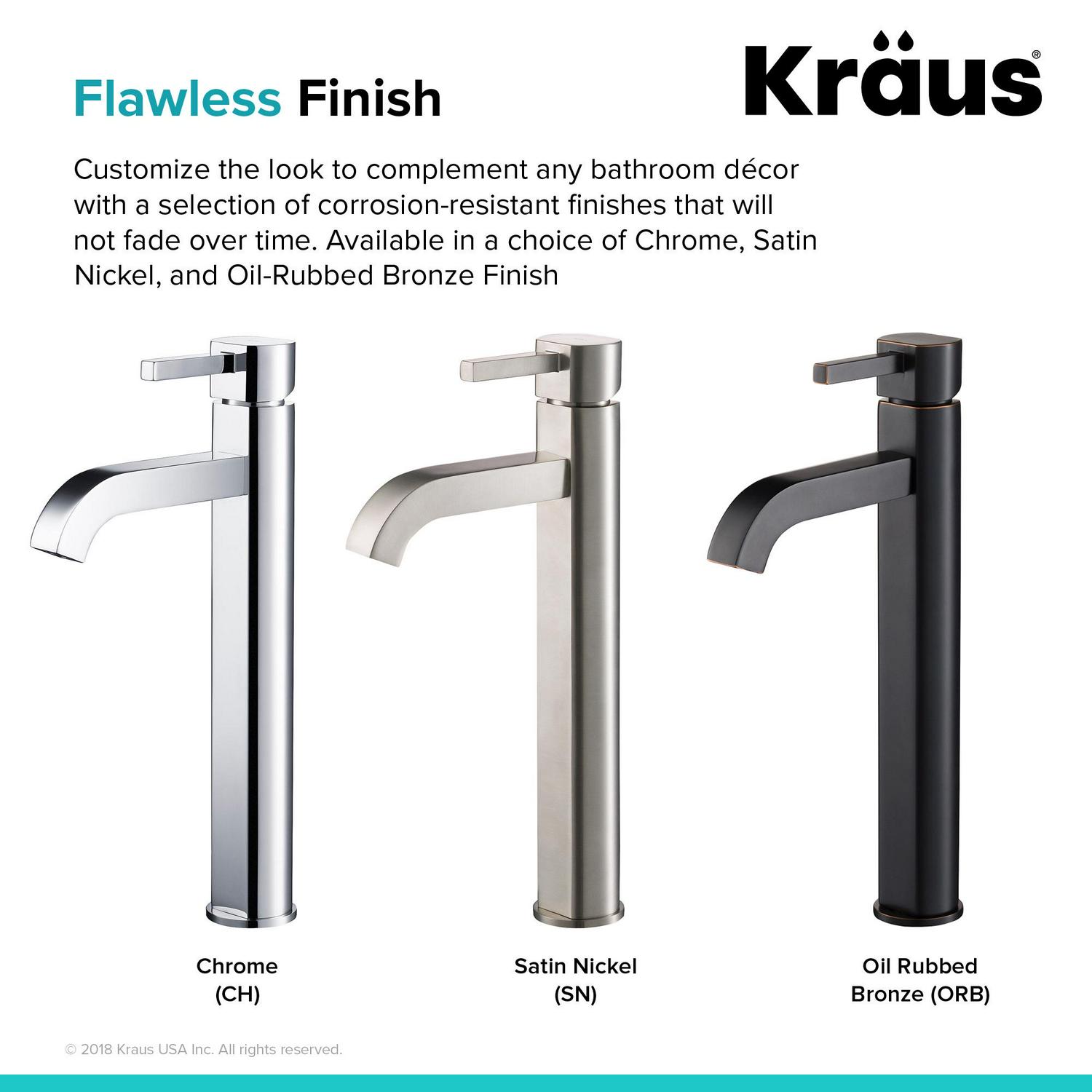 KRAUS Ramusa c Tall Vessel Bathroom Faucet Chrome Finish  Crowdfused