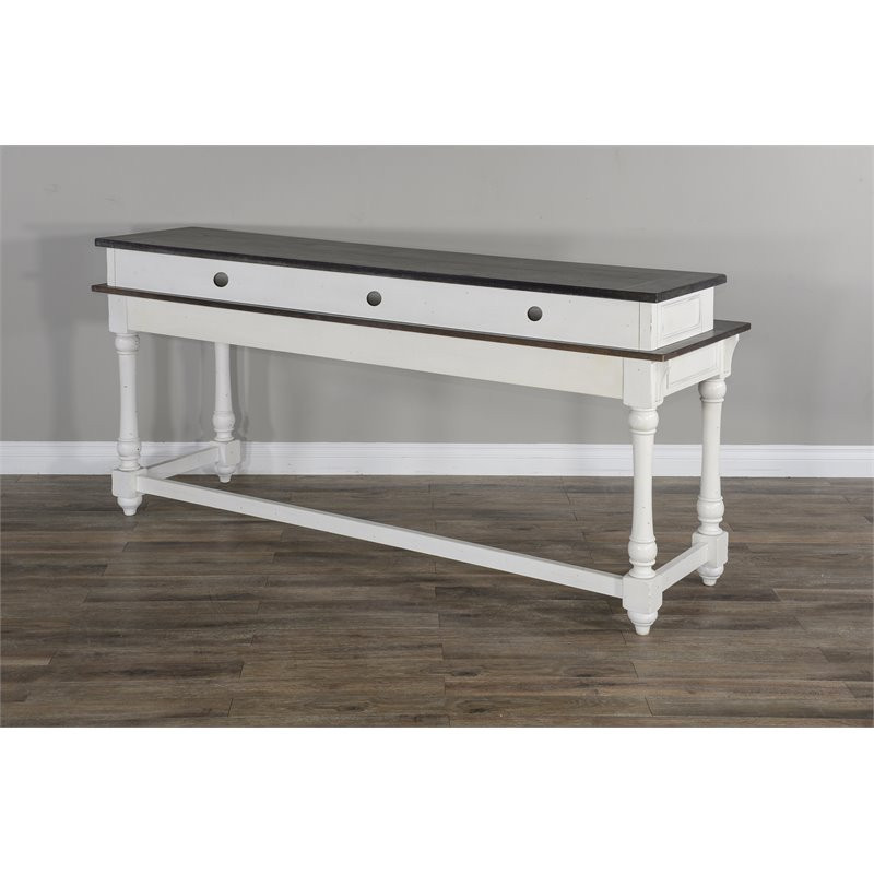 Sunny Designs Carriage House 76 quotWood Console Table in White/Dark Brown   Traditional   Console Tables   by Homesquare  Houzz