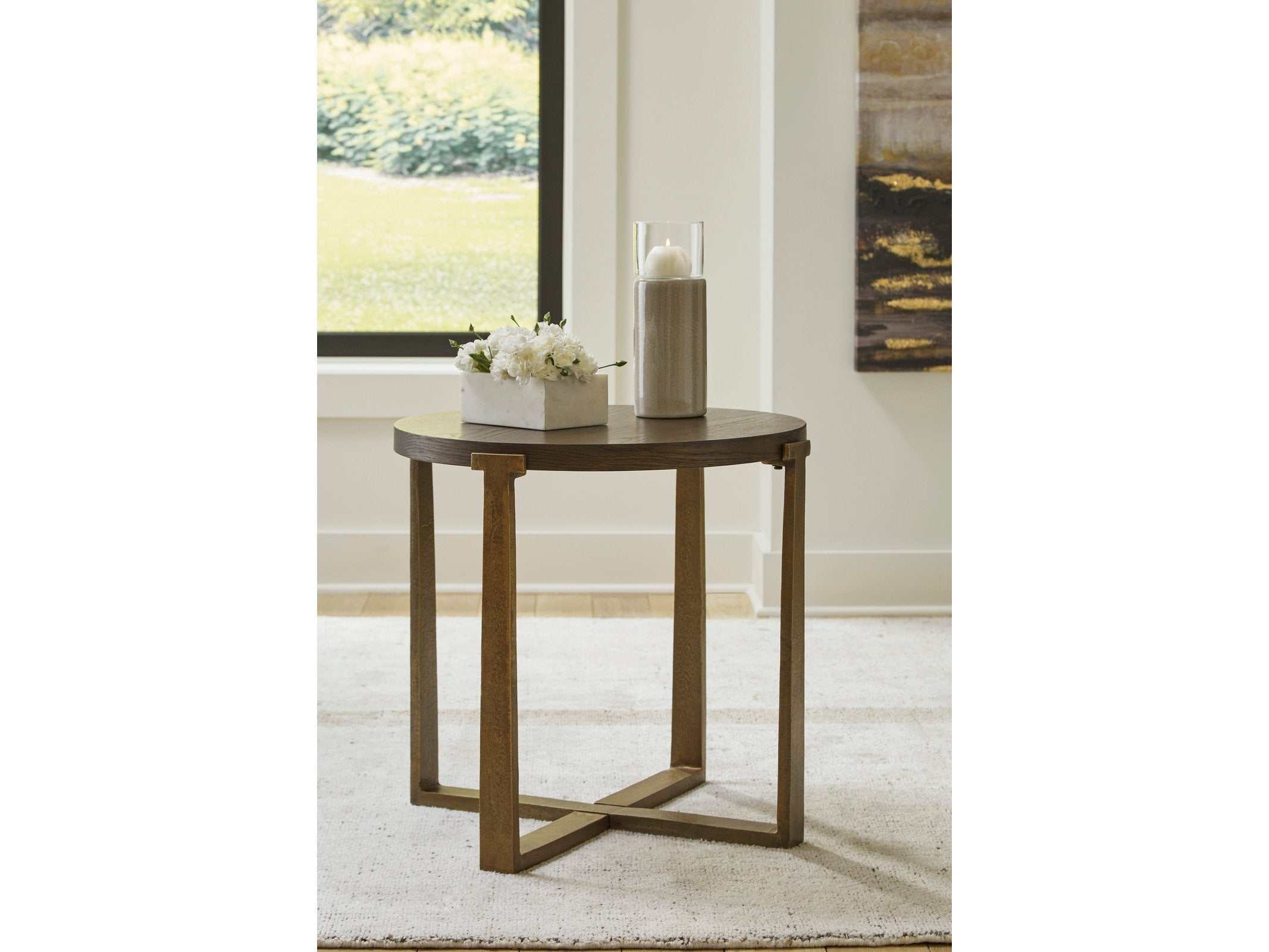 (Online Special Price) Balintmore Brown & Gold Finish End Table