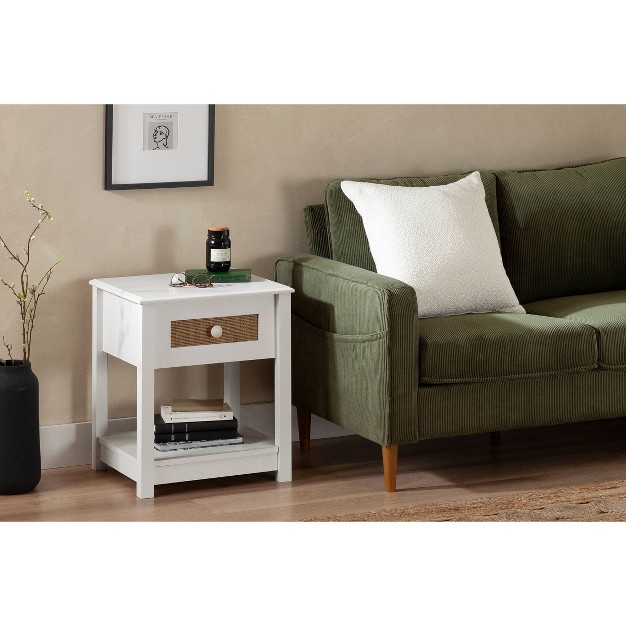 Balka End Table White faux Printed Rattan South Shore