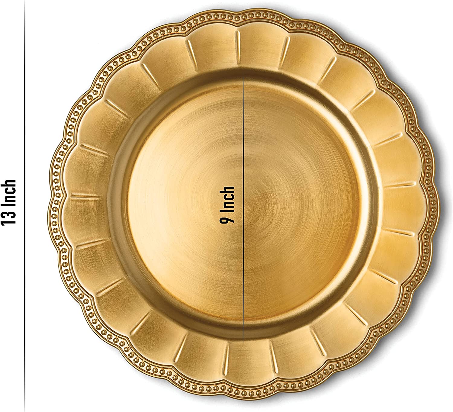 Sunflower Gold Charger Plates， 13” Elegant Chargers， Set of 6， Hand Finished (Finish May Vary) Sunflower Gold Chargers for Dinner Plates and Bowls， Perfect for Weddings， Parties