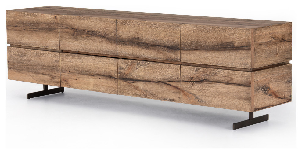 Este Media Console  Rustic Oak Veneer   Rustic   Entertainment Centers And Tv Stands   by Four Hands  Houzz