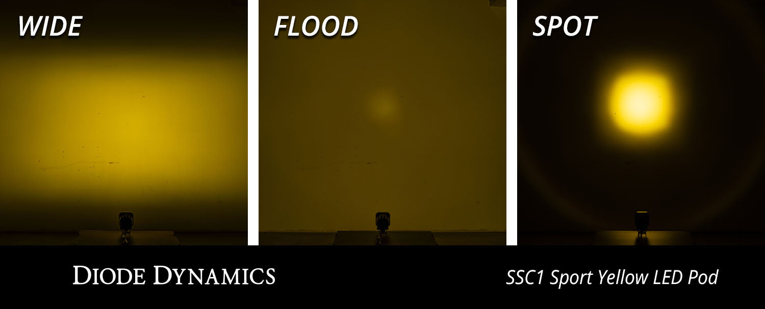 Diode Dynamics Stage Series C1 LED Pod Sport Yellow Spot Standard ABL Pair DD6453P