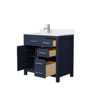 Wyndham Collection Beckett 36 in. W x 22 in. D x 35 in. H Single Sink Bathroom Vanity in Dark Blue with Carrara Cultured Marble Top WCG242436SBNCCUNSMXX