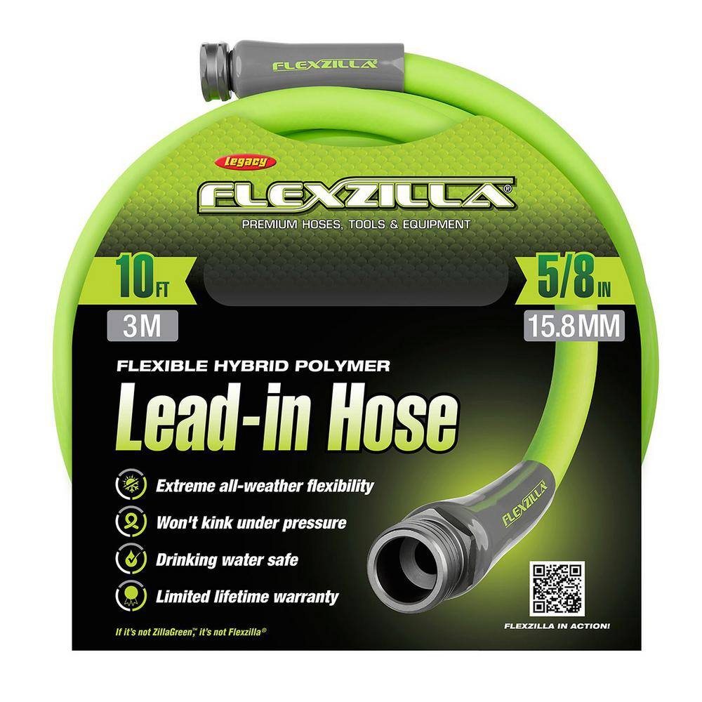 Flexzilla 58 in. x 10 ft. ZillaGreen Garden Lead-in Hose with 34 in. GHT Fittings HFZG510YW