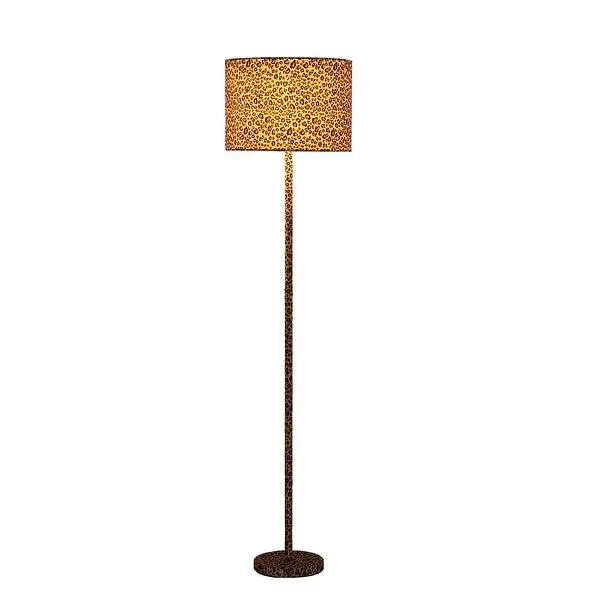 59 In. Faux Suede Leopard Print Floor Lamp