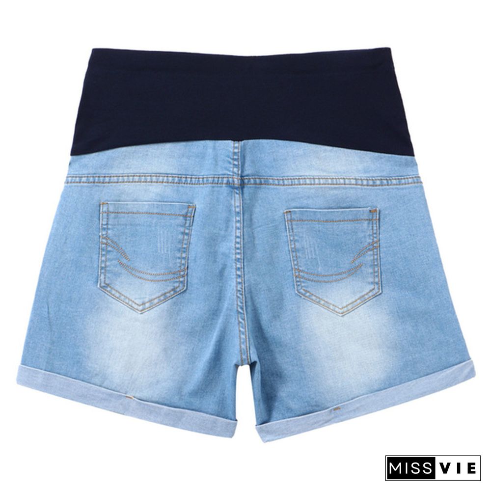 Summer Denim Shorts for Pregnant Women Cotton Shorts Low Waist Maternity Loose Pants