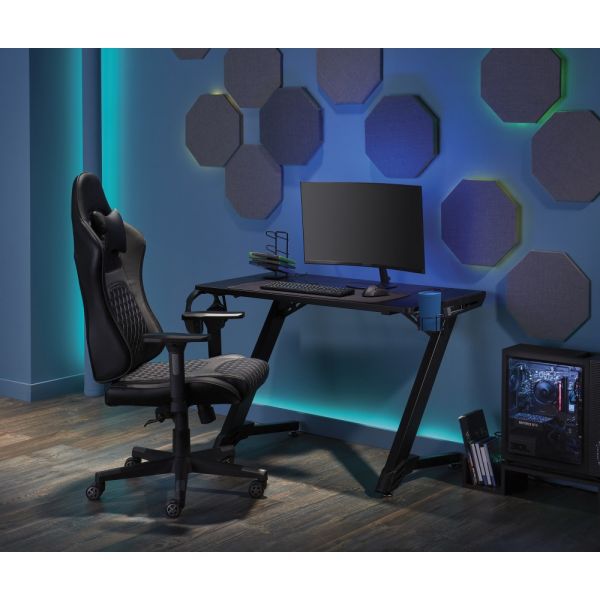 RS Gaming DRG High-Back Gaming Chair， Black/Gray