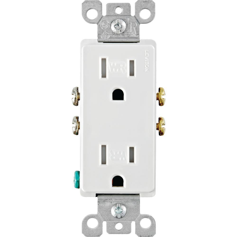 Leviton Decora 15 Amp 125-Volt Duplex Tamper ResistantWeather Resistant Outlet White R02-W5325-0TW