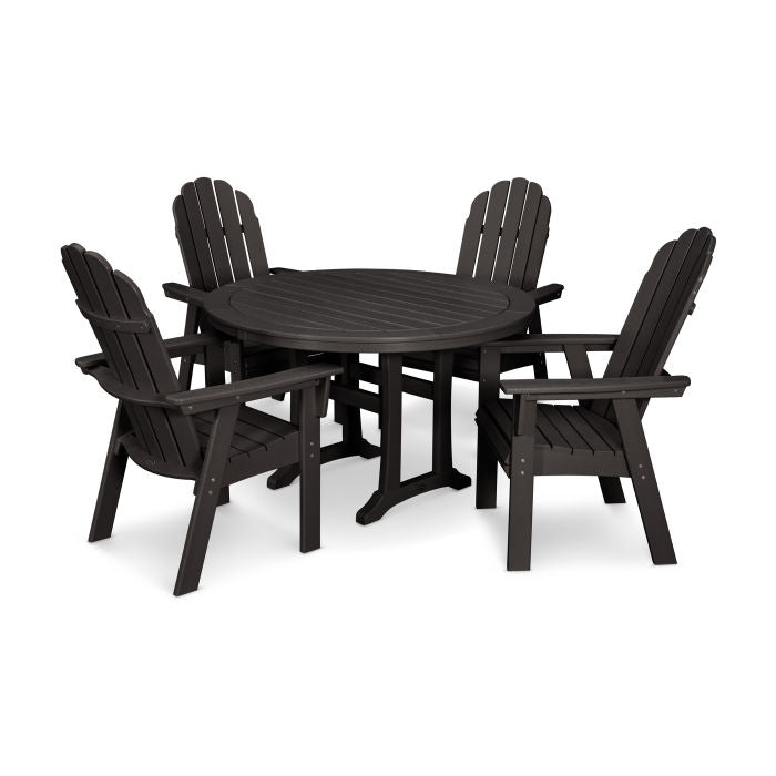 Polywood Vineyard Curveback Adirondack 5-Piece Nautical Trestle Dining Set PWS401-1