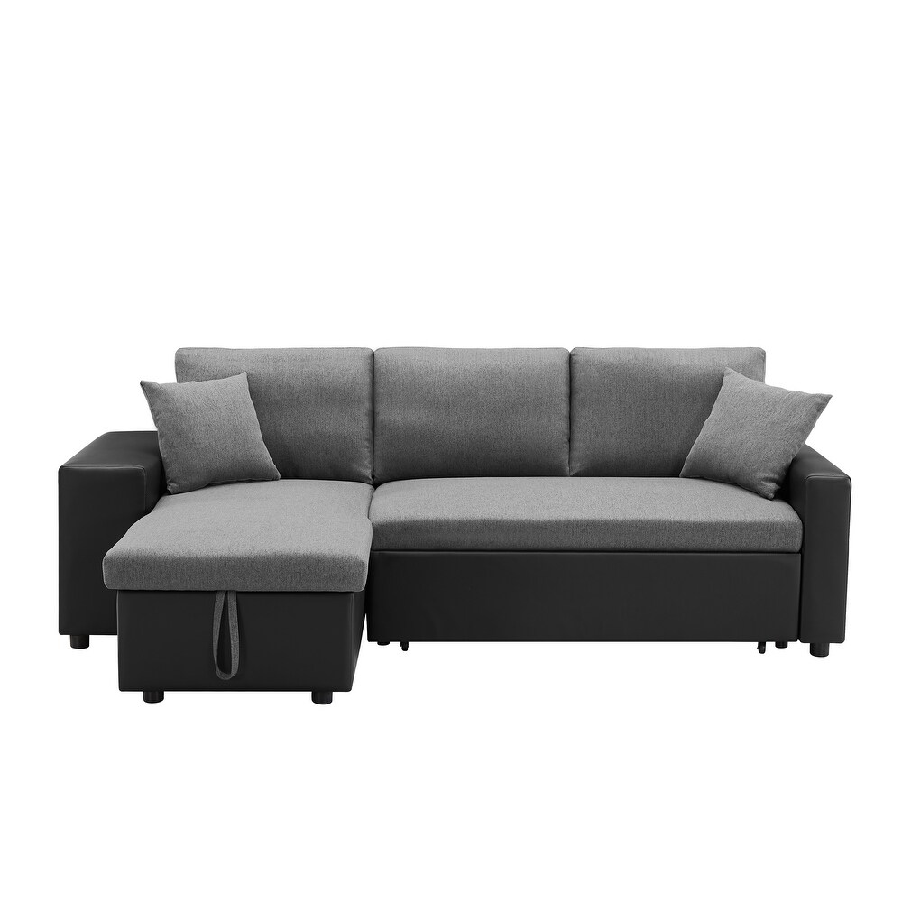 Sectional Sofa Sleeper Sofa with Storage Chaise and 2 Ottomans