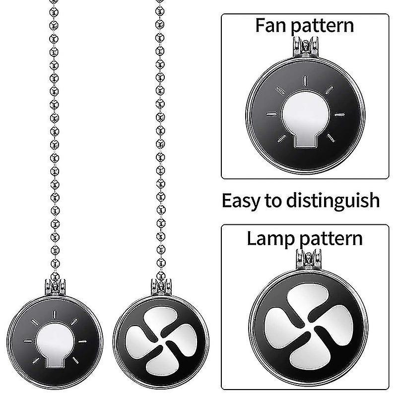 Ceiling Fan Pull Chain Set， 4pcs Light Bulb And Fan Pattern Pull Chain Ceiling Fan Chain Extender W