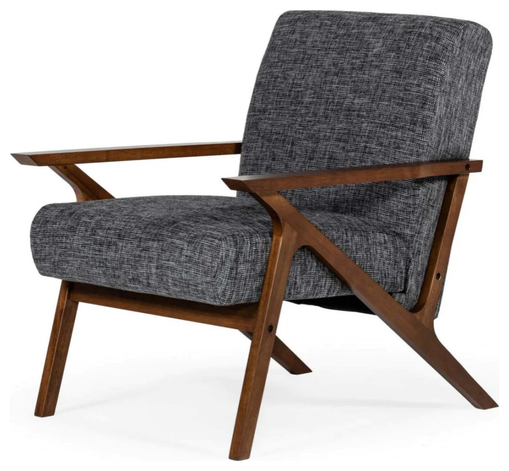 Mariya Mid  Century Walnut and Gray Accent Chair   Midcentury   Armchairs And Accent Chairs   by V.S.D Furniture  Houzz