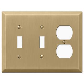 AMERELLE Metallic 3 Gang 2-Toggle and 1-Duplex Steel Wall Plate - Brushed Bronze 163TTDBZ