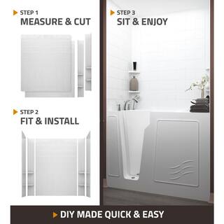 Universal Tubs Rampart 4.4 ft. Walk-in Whirlpool Bathtub with 4 in. Tile Easy Up Adhesive Wall Surround in White H2952RWHCB