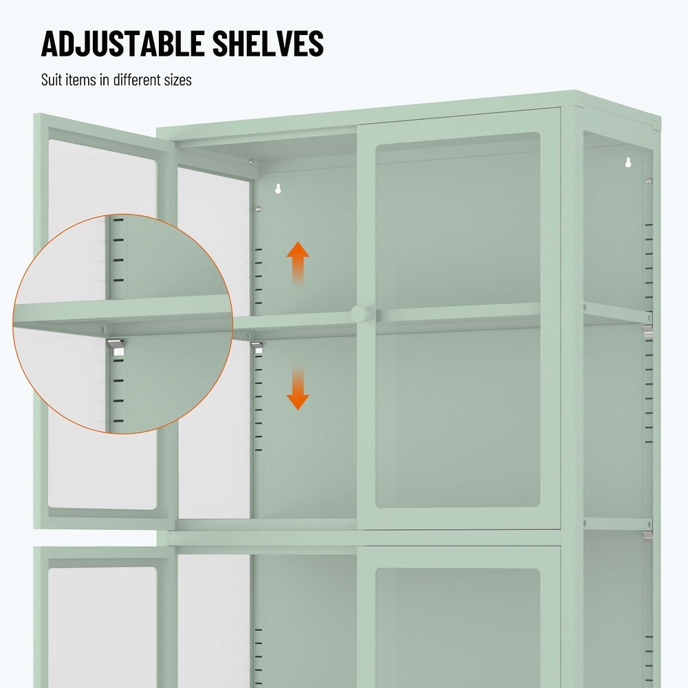 our Glass Door Storage Cabinet with Adjustable Shelves