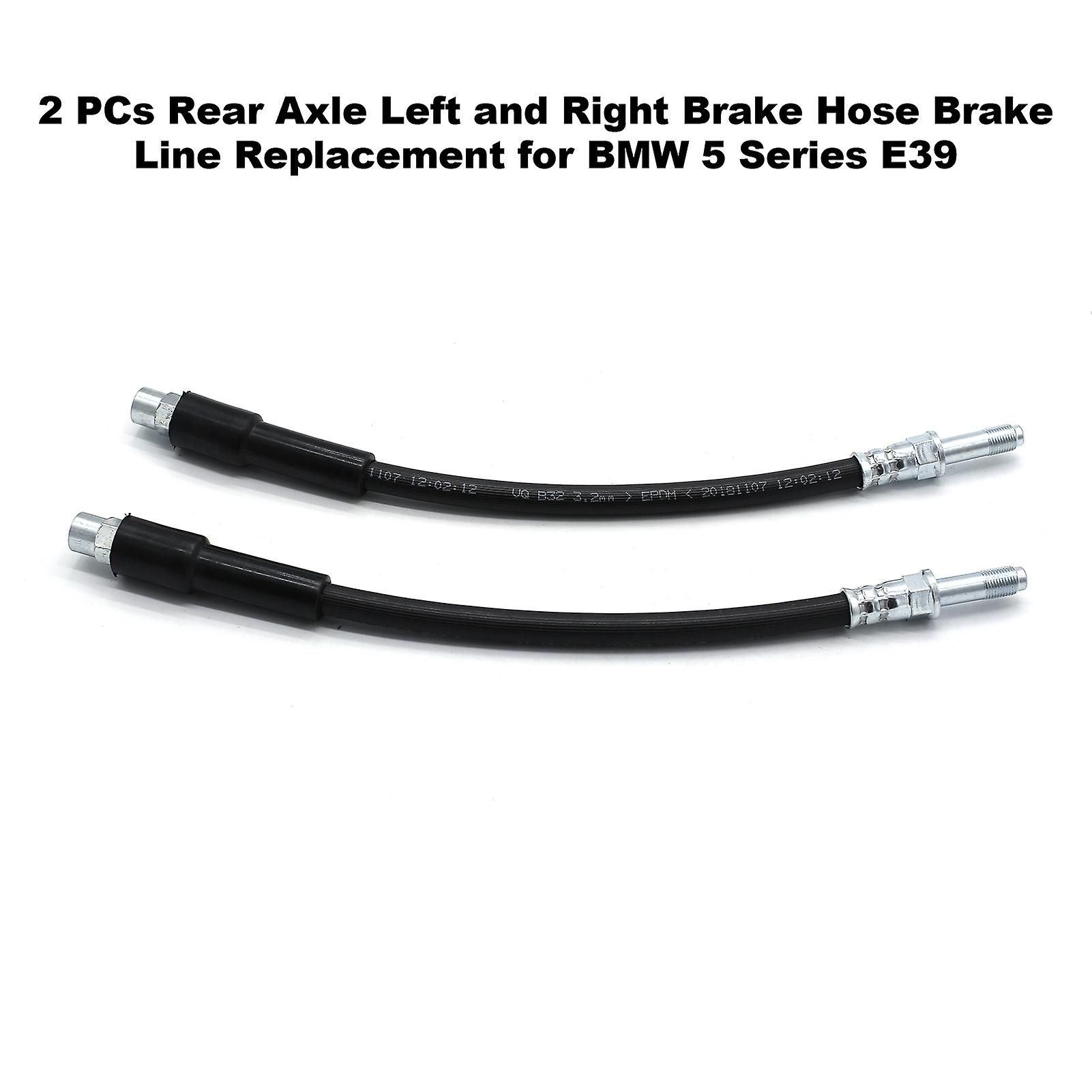 Black 2 Pcs Rear Axle Left And Right Brake Hose Brake Line Replacement For Bmw 5 Series E39