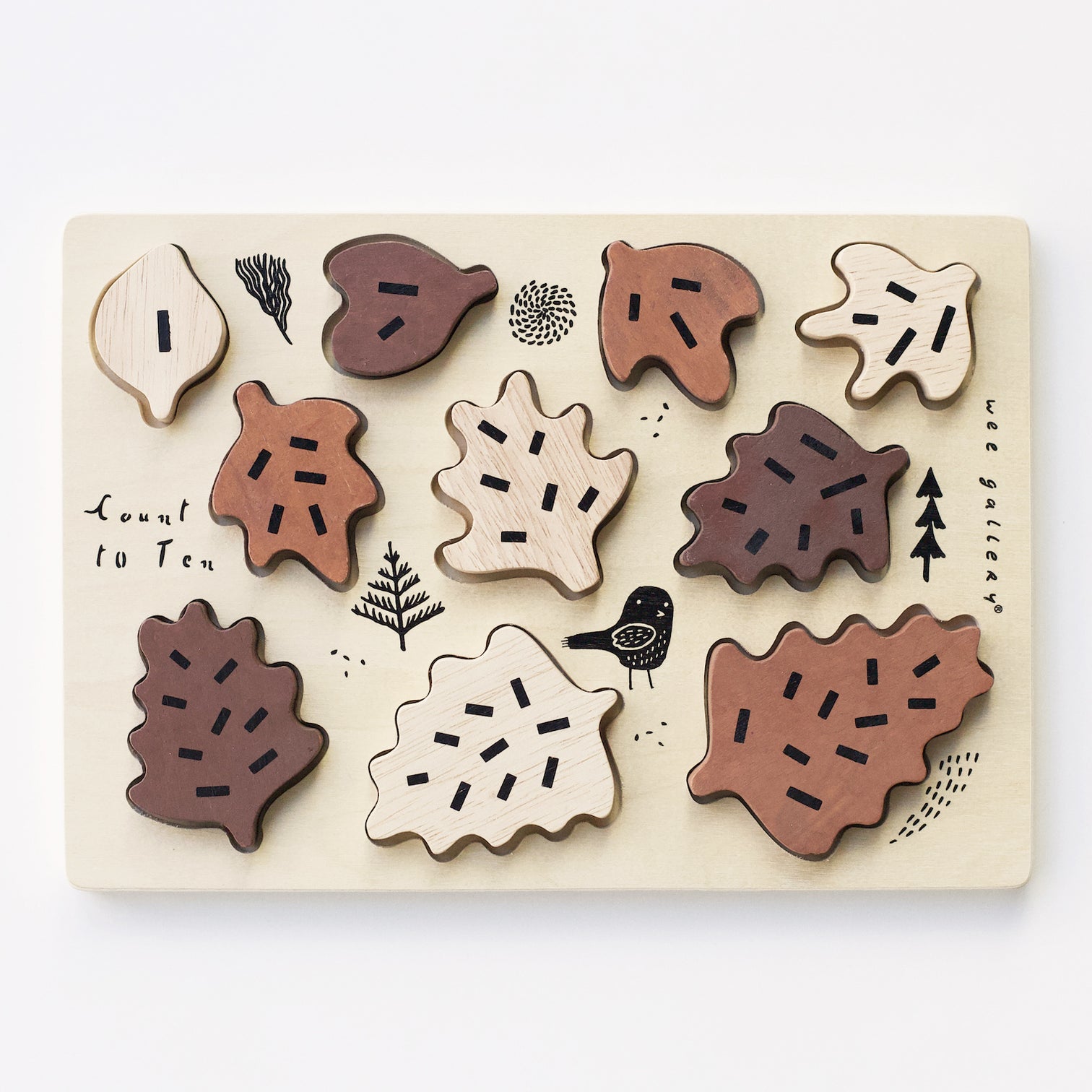 Wooden Tray Puzzle - Count to 10 Leaves by Wee Gallery