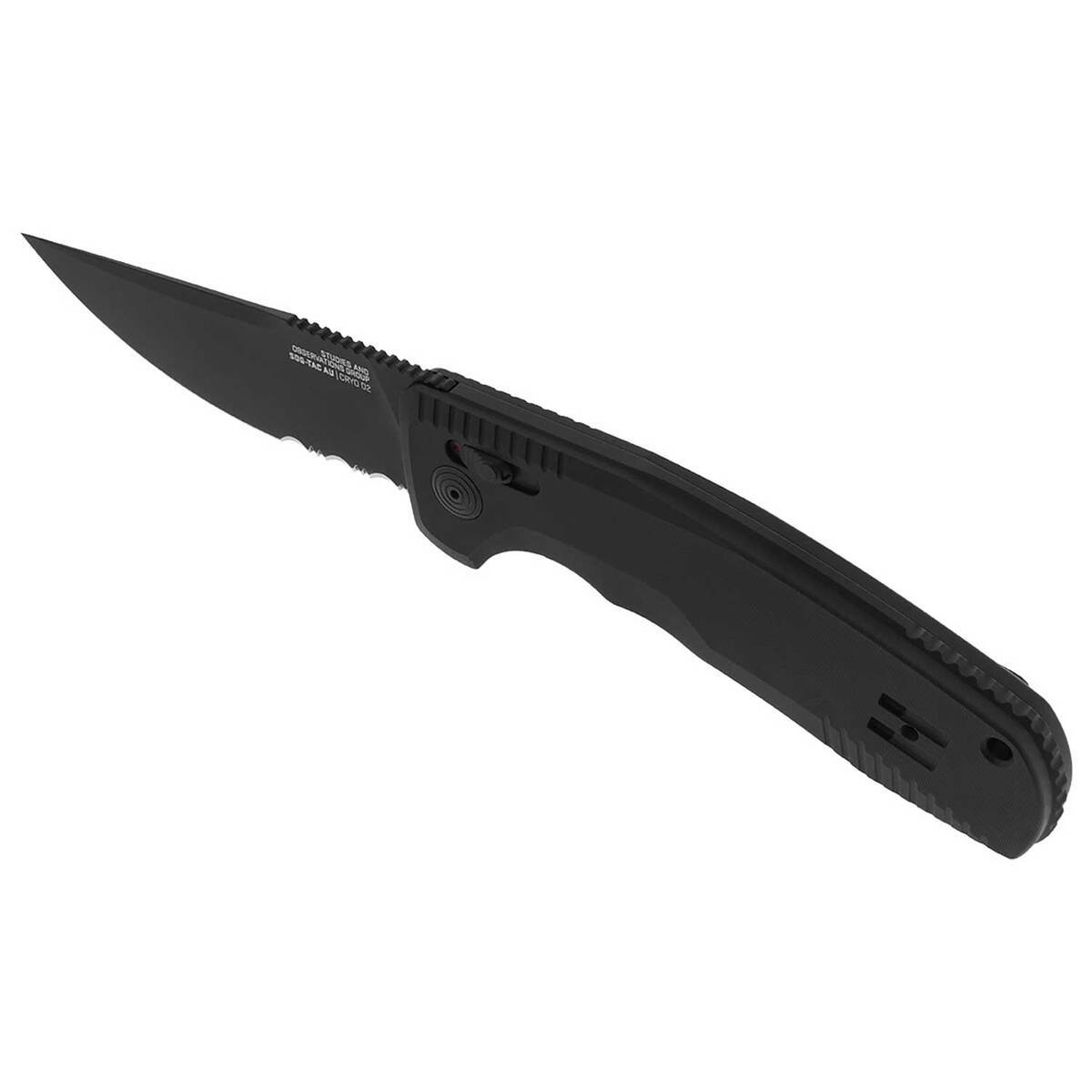 SOGTAC AU 3.43 inch Serrated Edge Automatic Knife  Black