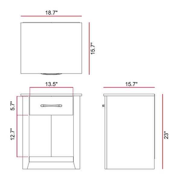 Gretta 1-Drawer Nightstand (23 in. H x 18.7 in. W x 15.7 in. D) (Set of 2) - - 37362397