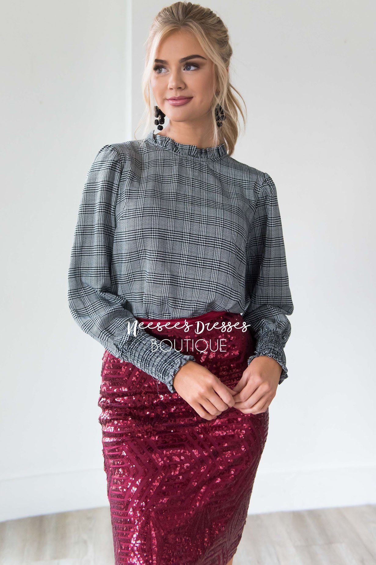 Glen Plaid Victorian Blouse