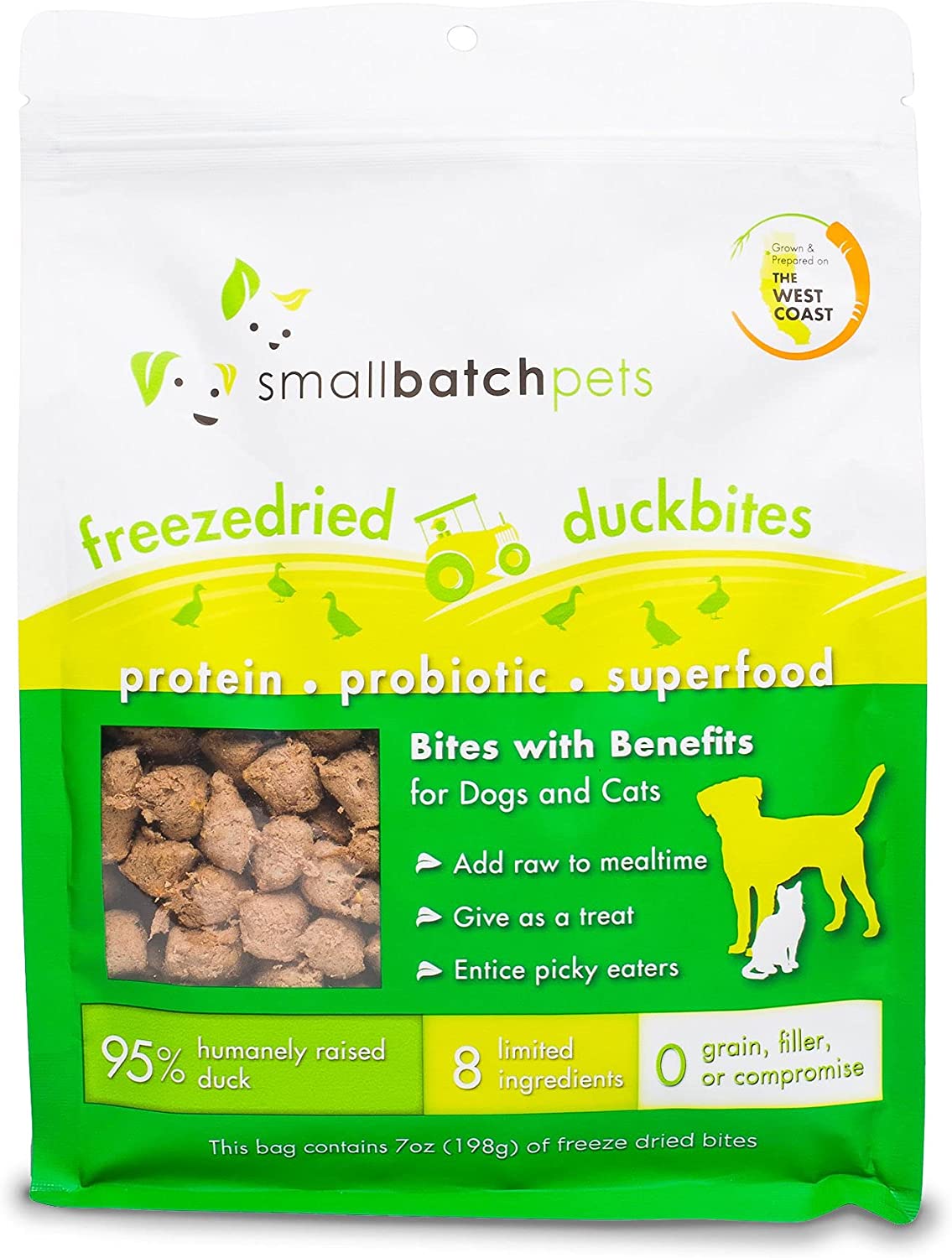 Small Batch Freeze-Dried Duck Bites Dog Treats， 7-oz Bag;