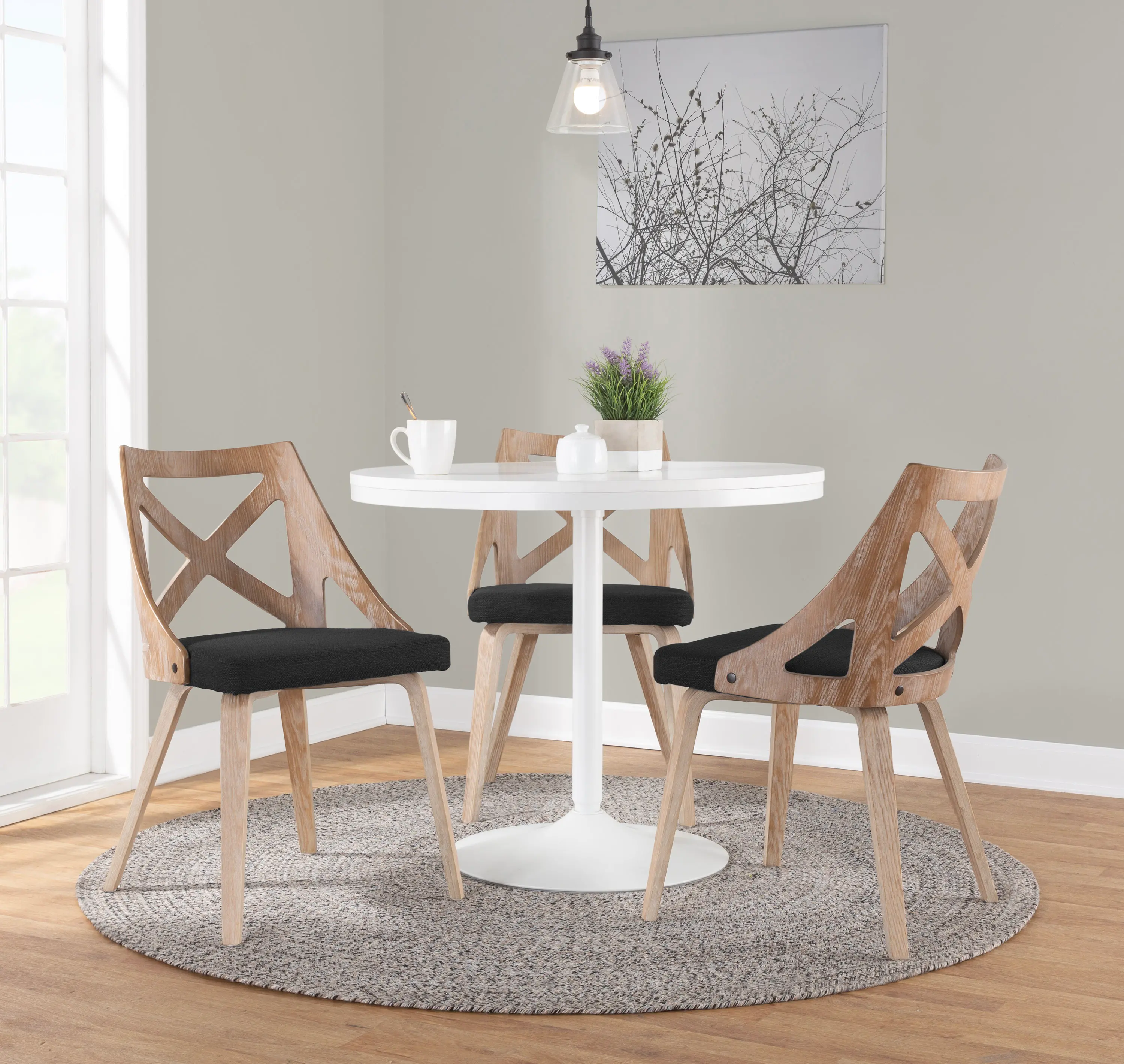 Charlotte Light Brown and Charcoal Dining Chairs， Set of 2