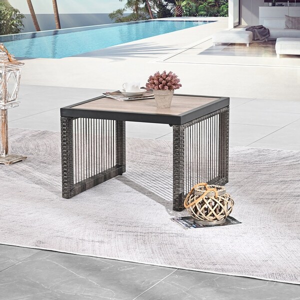 Patio Festival Wicker Metal Side End Coffee Table