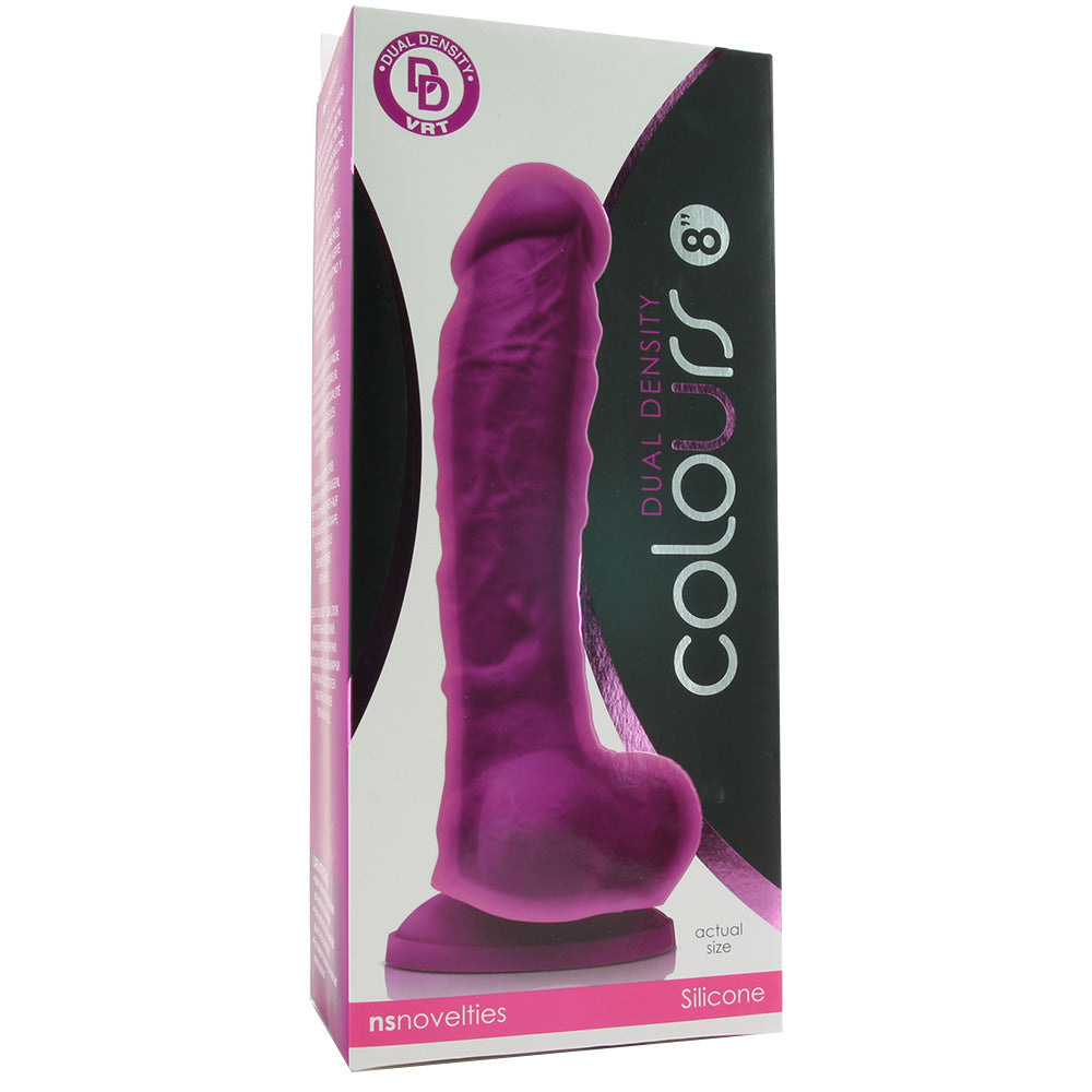 Colours 8 Inch Dual Density Silicone Dildo in Purple