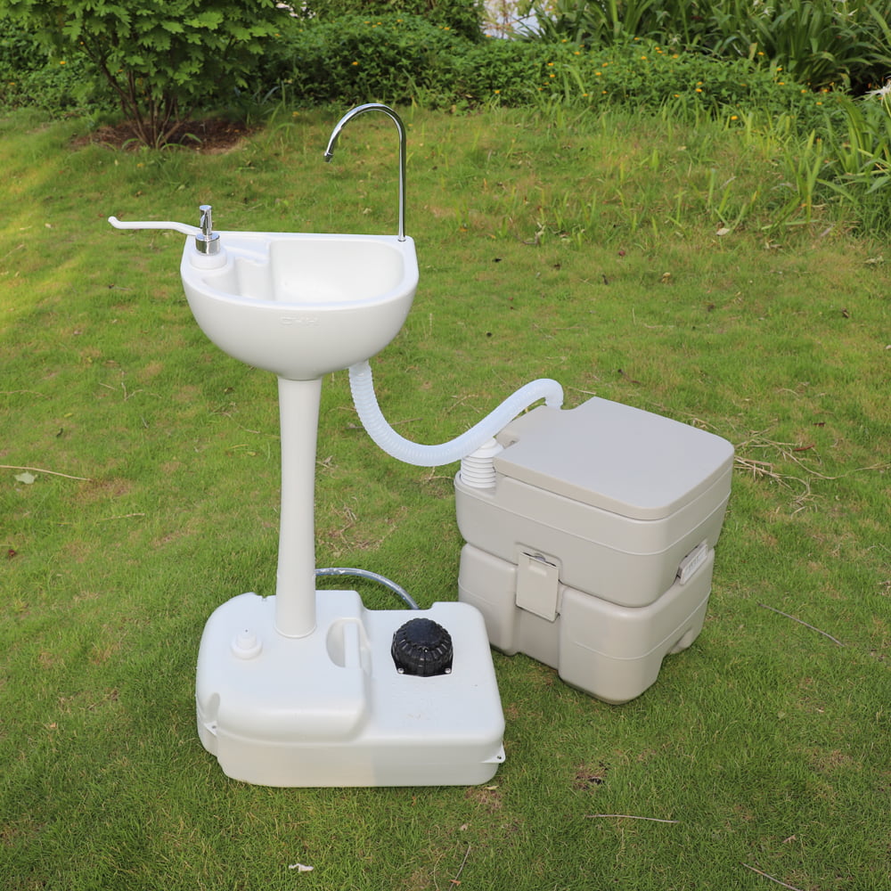 Dcenta CHH-7701 1020T Portable Removable Outdoor Hand Sink with Portable Toilet