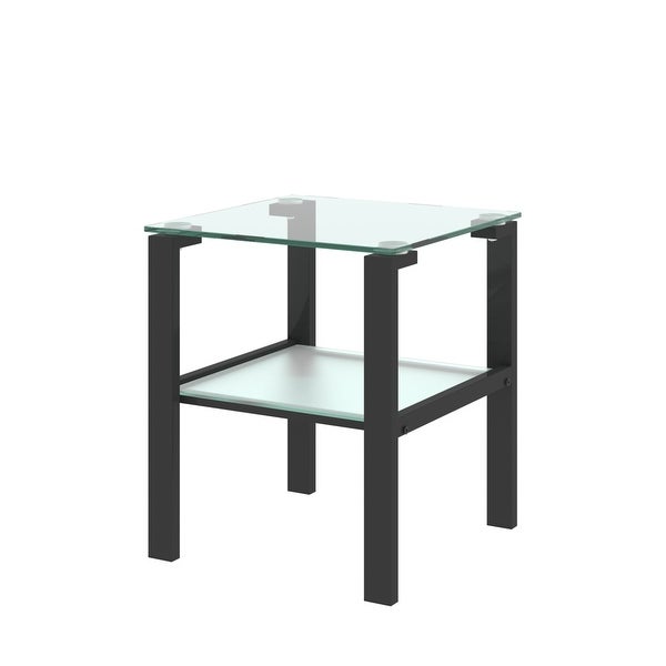 Square Glass End Table Wite Iron Tube Frame