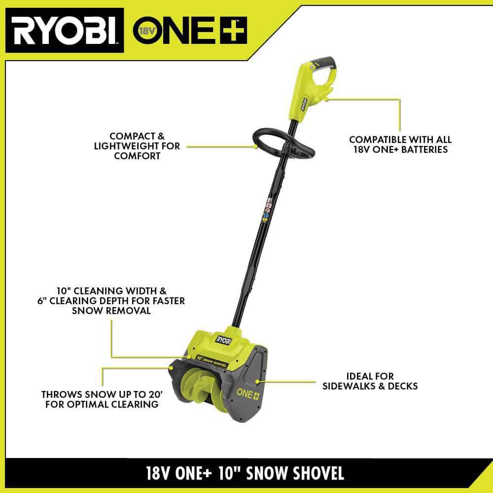 RYOBI ONE 18V 10 in SingleStage Cordless Electric Snow Shovel