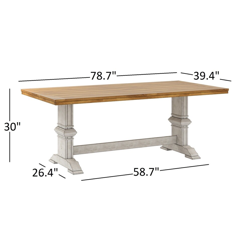 Eleanor Antique White Farmhouse Trestle Base 5 Piece Dining Set   Panel Back by iNSPIRE Q Classic