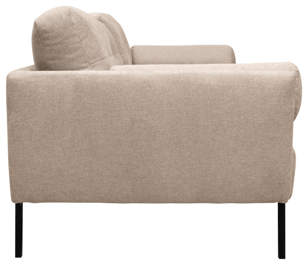 Michalina 84 quotBeige Fabric Sofa with Black Metal Legs   Modern   Sofas   by Armen Living  Houzz