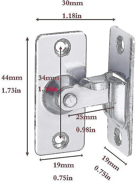 2pcs 304 Stainless Steel 90 Degree Right Angle Buckle Hook Lock Hook For Sliding Door