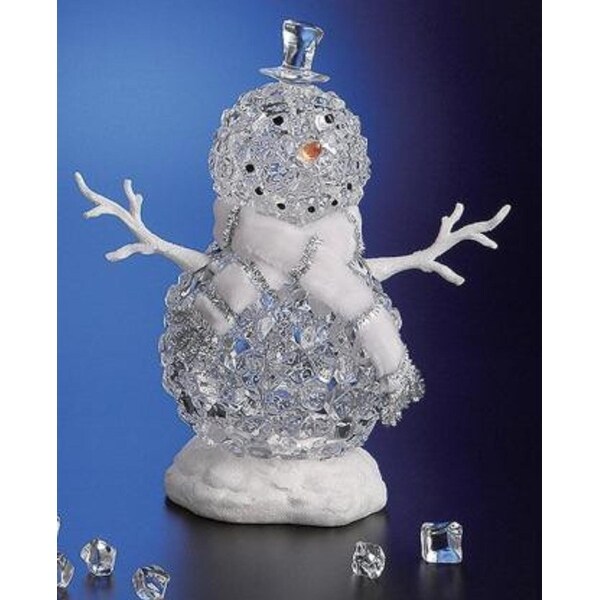 2 Icy Crystal Illuminated Christmas Ice Cube Snowman Figures 12.5