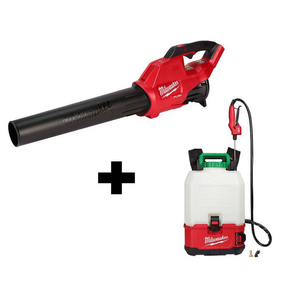 MW M18 18-Volt Lithium-Ion Cordless Switch Tank Backpack Pesticide Sprayer  FUEL 120 MPH 450 CFM Handheld Blower Combo Kit 2724-20-2820-20PS