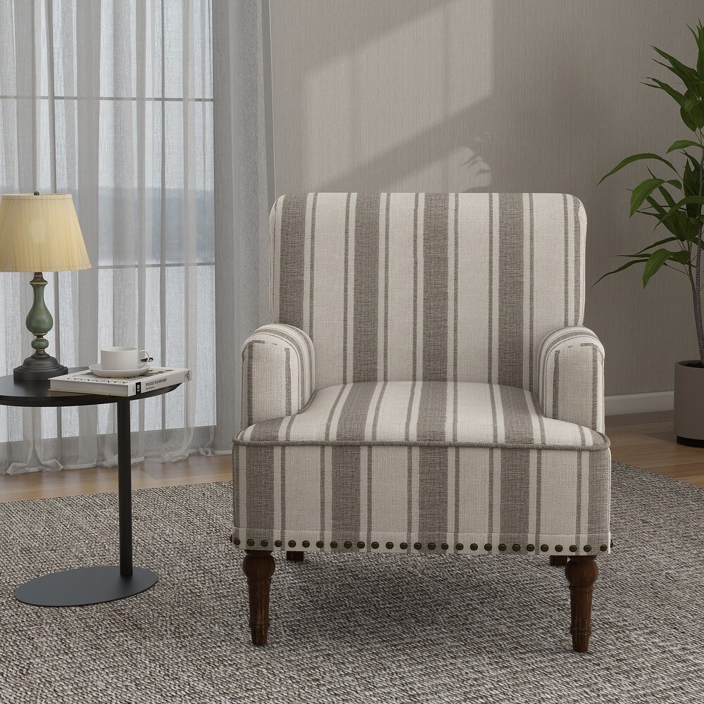 Upholstered Stripe Accent Chair Modern Armchair