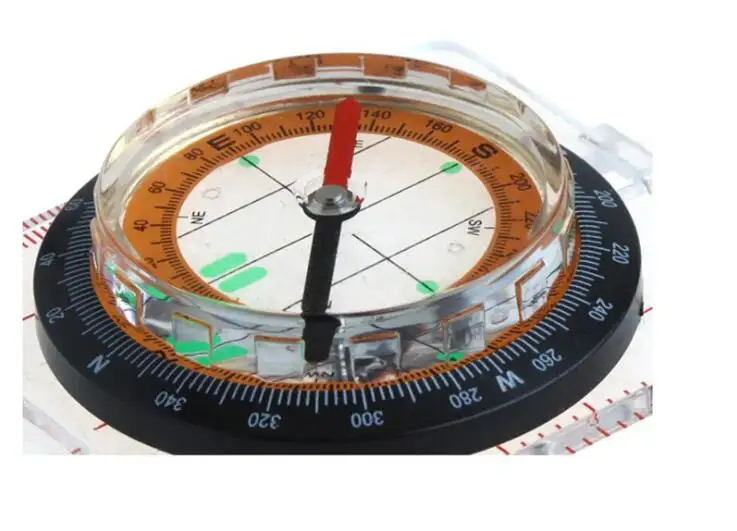 Outdoor Camping Drawing Scale Compass Folding Map Ruler Compass Hiking Camping Handheld Portable Pointing Car Buckle Guide